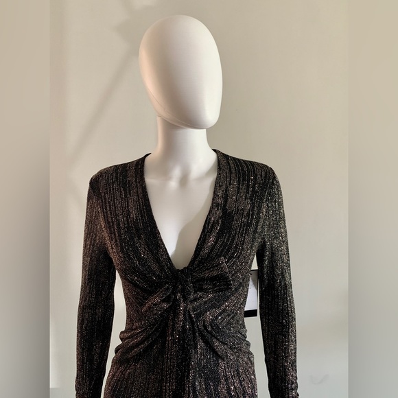 NWT Marciano Alyssa Glitter Maxi Dress in Black and Silver - Picture 2 of 9